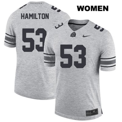 Women's NCAA Ohio State Buckeyes Davon Hamilton #53 College Stitched Authentic Nike Gray Football Jersey PM20V54BT